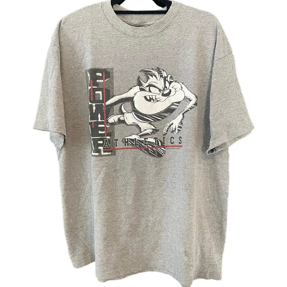 Vintage 90s Taz Power Athletics Looney Tunes Sports Shirt Adult XL